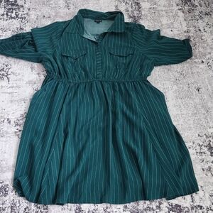 Torrid Teal Striped Casual Dress